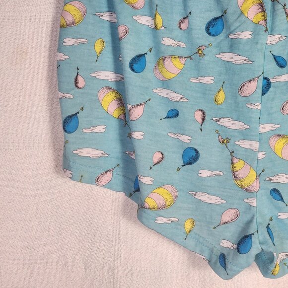 Dr. Seuss Seuss Blue Oh the Places You'll Go Poly Rayon Sleep Short Size M 8-10 - Picture 11 of 16